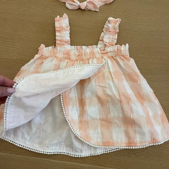 Baby Girl's Joie Size 24M Gingham Woven Swiss Dot Top Headband Set - Picture 5 of 7